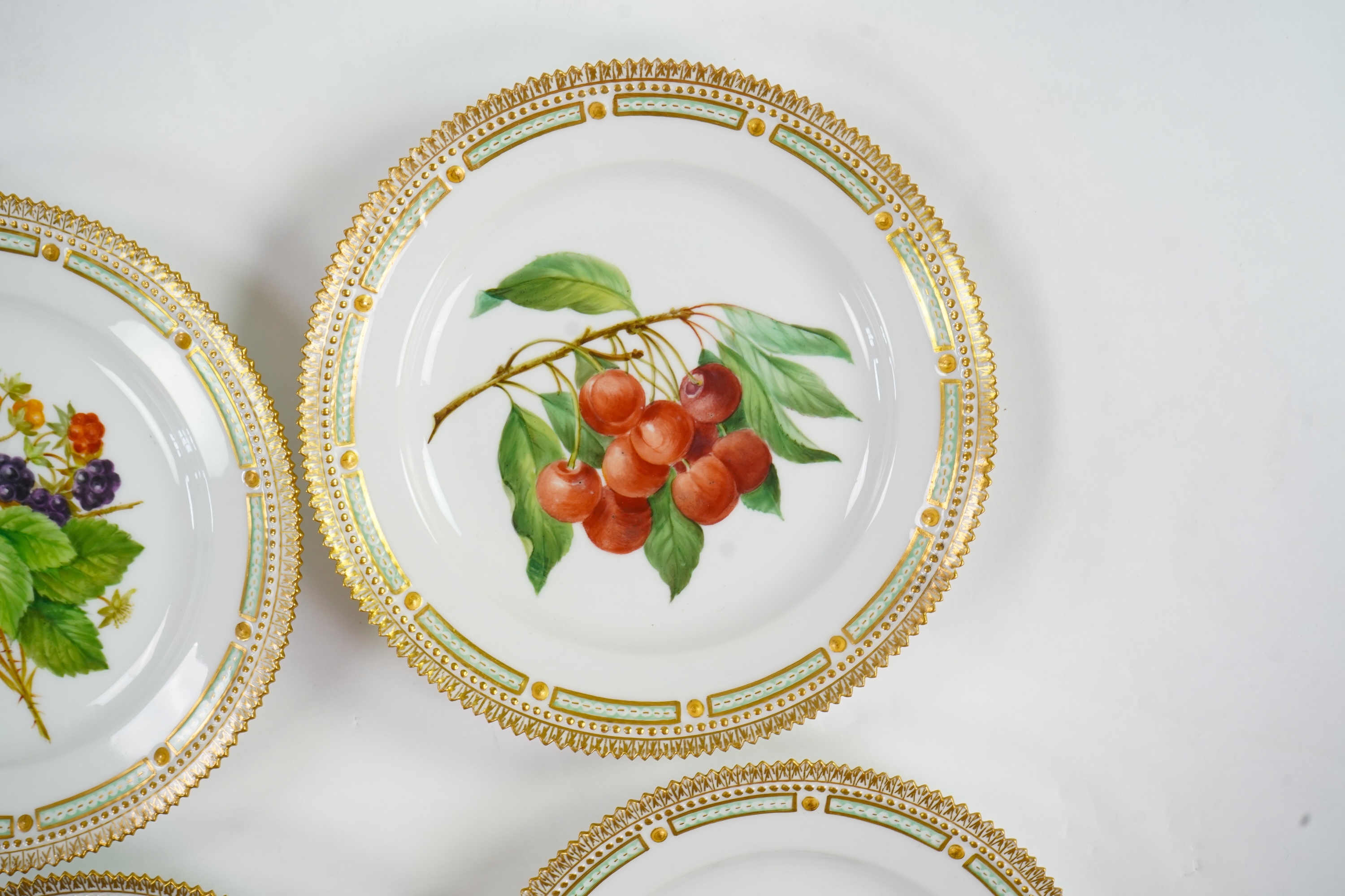 A set of six Royal Copenhagen 'Flora Danica' shape plates